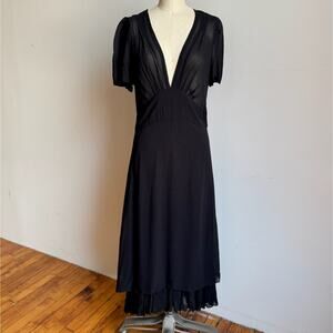 ULF ANDERSSON 40's Style Deep-V Black Midi-Dress